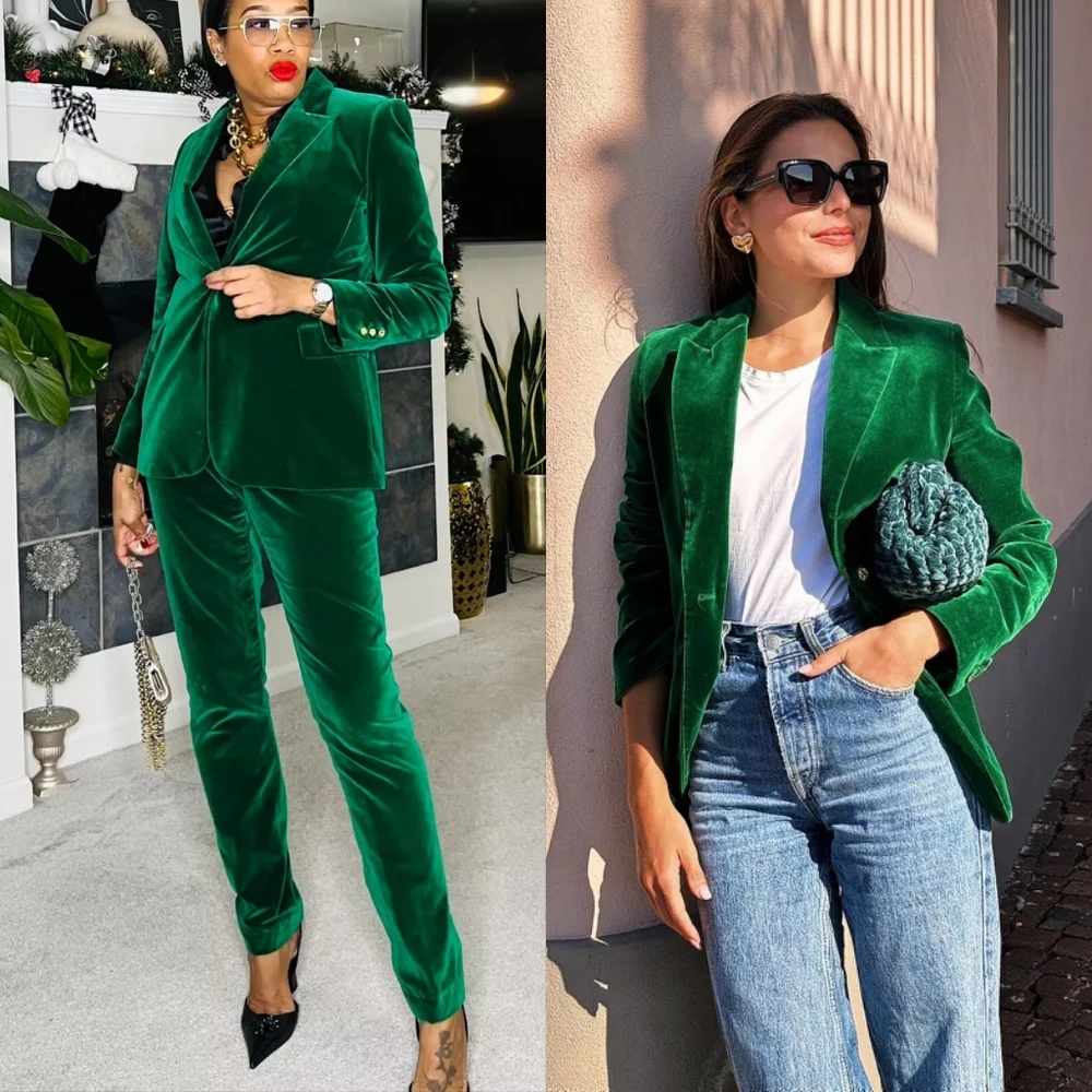 Zara Velvet Blazer Green Size L